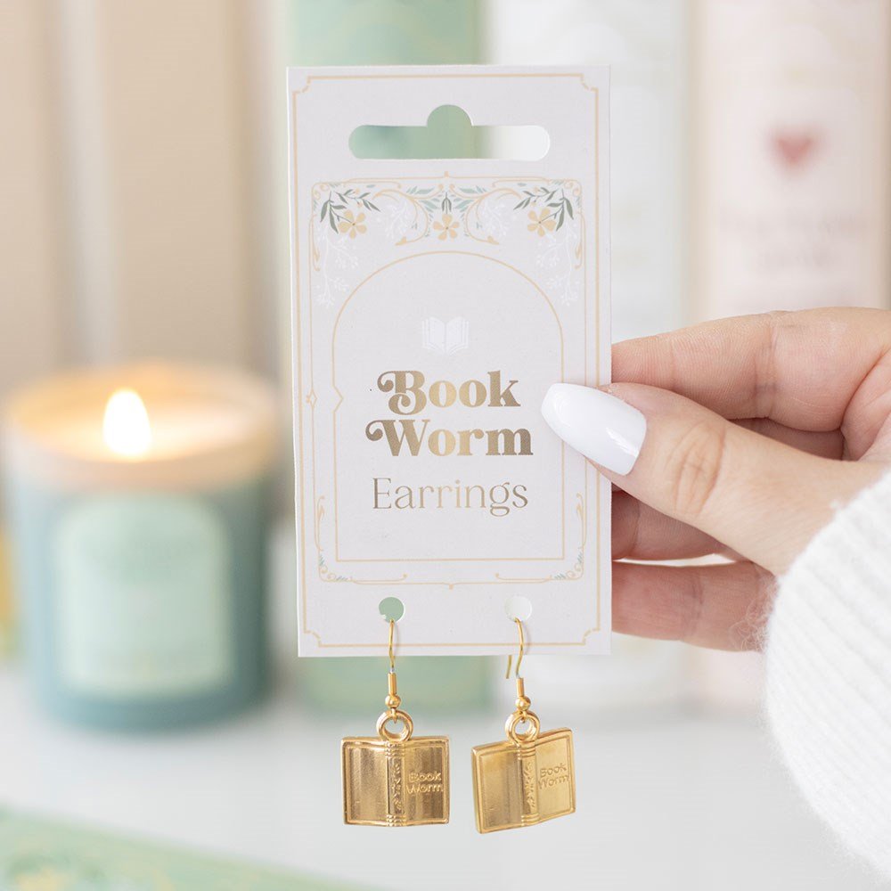 Book Worm Stainless Steel Earrings - Earrings - The Dark Rose Emporium