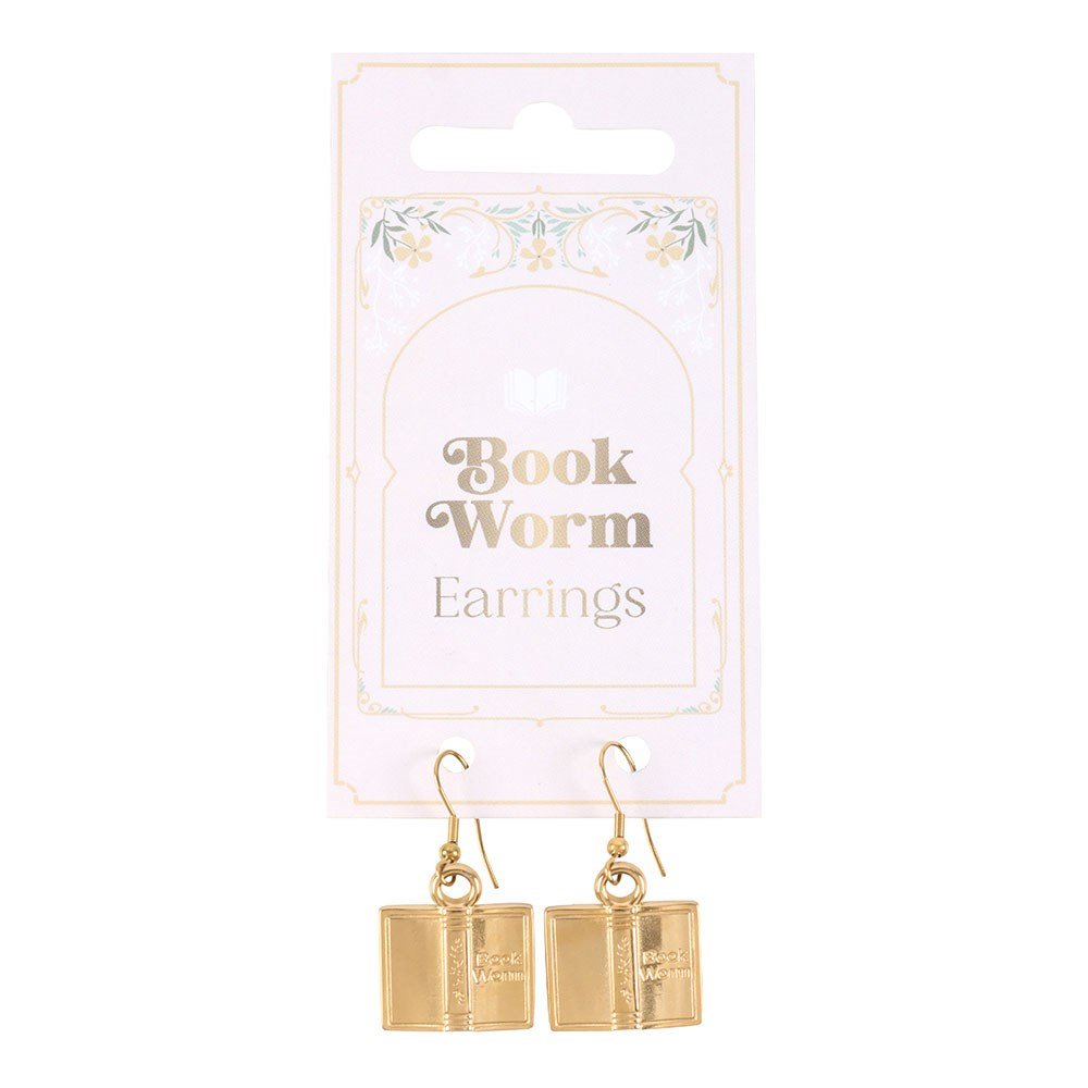 Book Worm Stainless Steel Earrings - Earrings - The Dark Rose Emporium