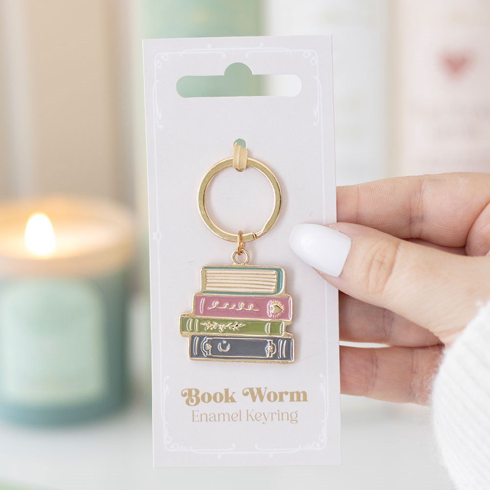 Book Worm Alloy And Enamel Keyring - Keyring - The Dark Rose Emporium