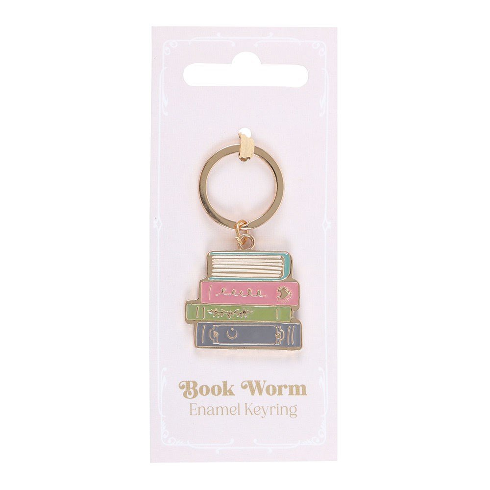 Book Worm Alloy And Enamel Keyring - Keyring - The Dark Rose Emporium