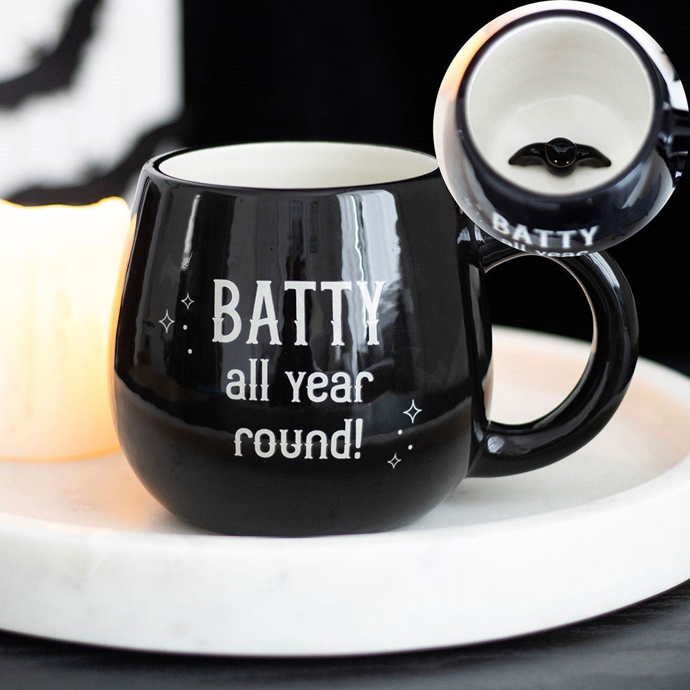 Batty All Year Round Rounded Ceramic Peekaboo Mug - Mug - The Dark Rose Emporium