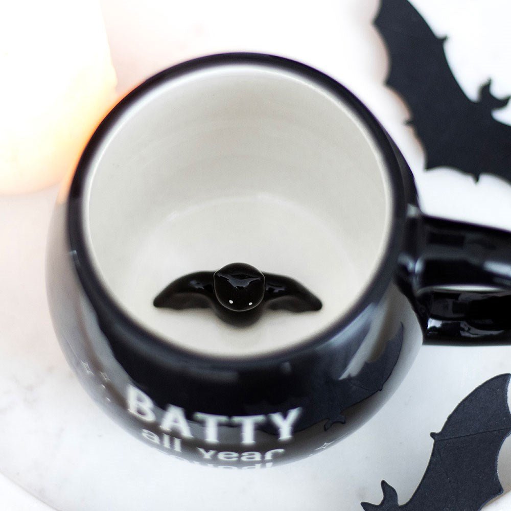 Batty All Year Round Rounded Ceramic Peekaboo Mug - Mug - The Dark Rose Emporium