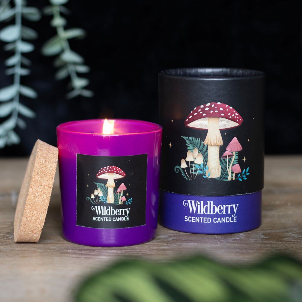 Forest Mushroom Wildberry Fragranced Glass Candle - Candle - The Dark Rose Emporium