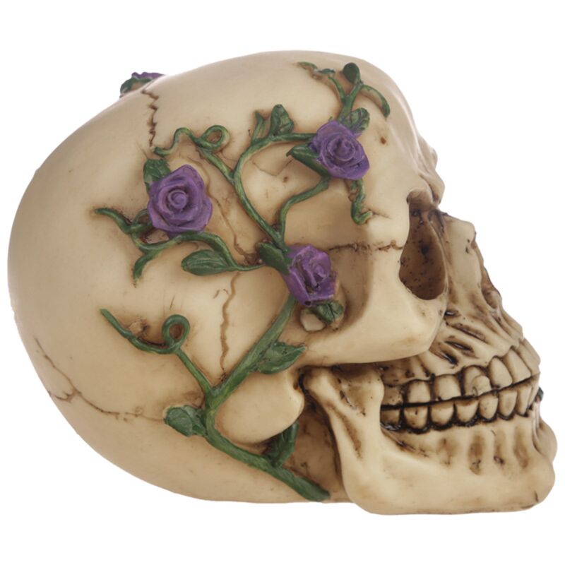 Skull & Bones With Purple Roses - Decoration - The Dark Rose Emporium