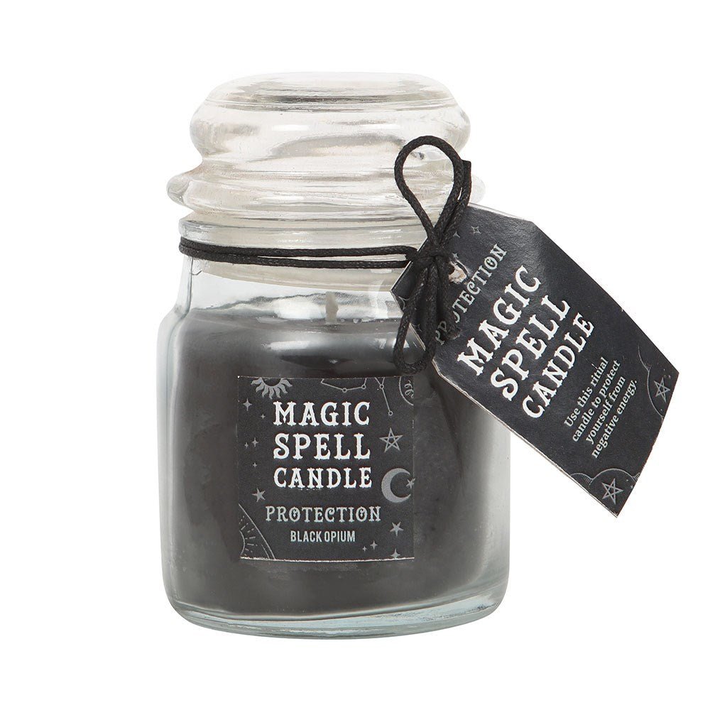 Protection Black Opium Spell Candle In Glass Jar - Candle - The Dark Rose Emporium