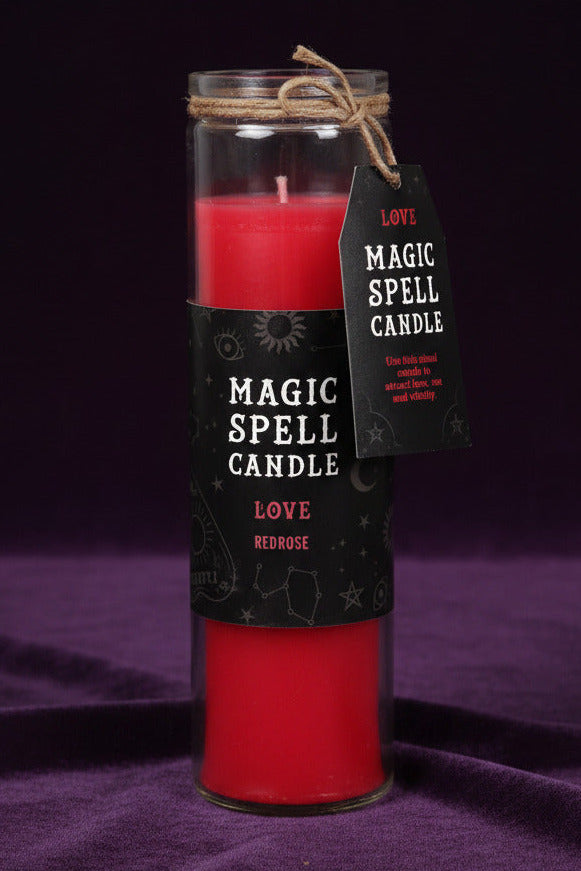 Red Rose Love Magic Spell Candle In Glass Tube - Candle - The Dark Rose Emporium
