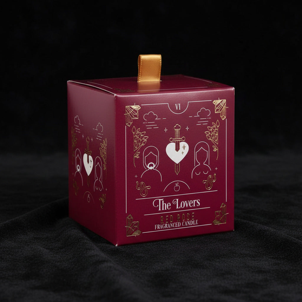 The Lovers Tarot Red Rose Fragranced Scented Candle In Glass Jar - Candle - The Dark Rose Emporium