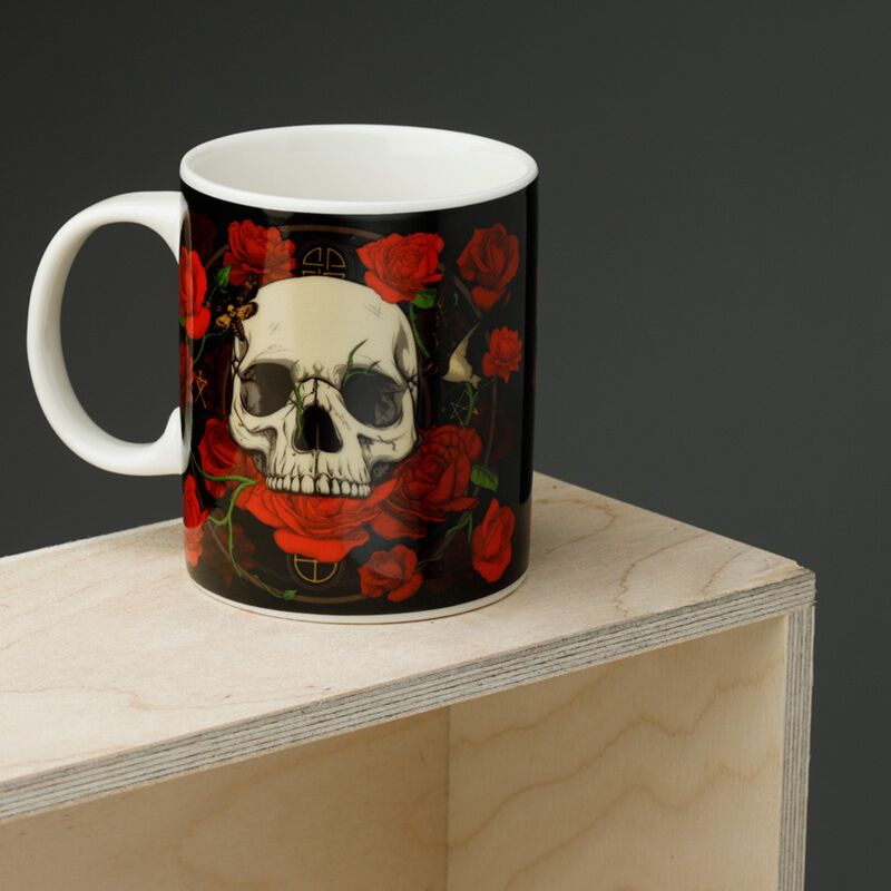 Skull & Roses Cup - Mug - The Dark Rose Emporium