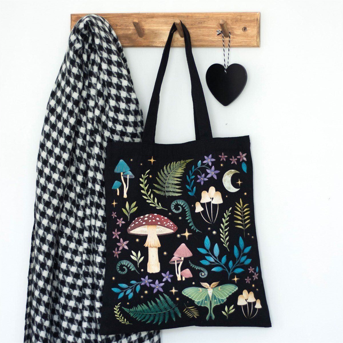 Dark Forest Mushroom & Moth Tote Bag - Tote Bag - The Dark Rose Emporium