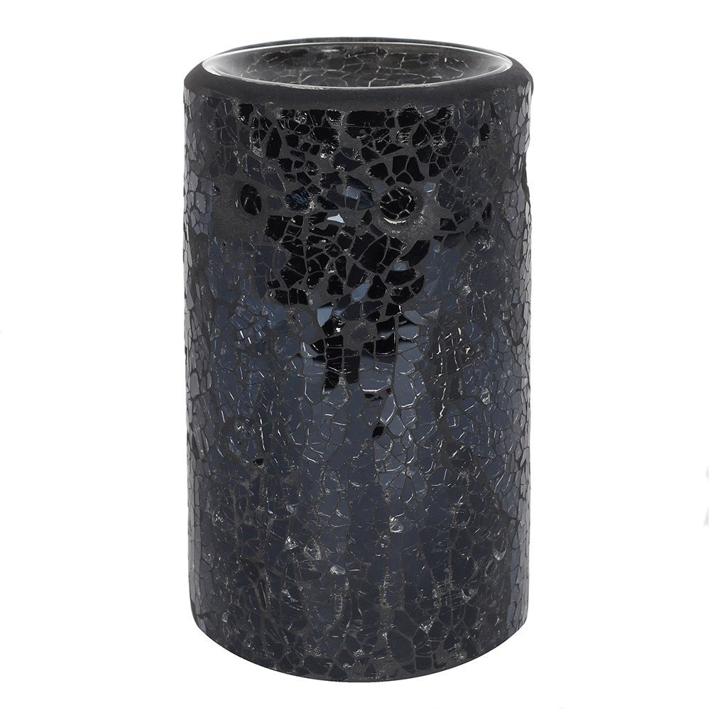 Black Crackle Pillar Oil Burner & Wax Warmer - Oil Burner - The Dark Rose Emporium