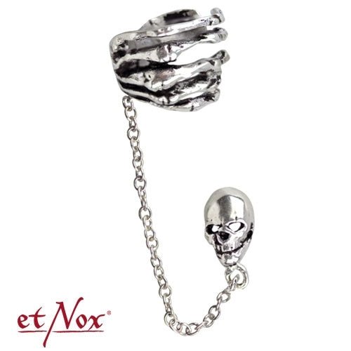 Skeleton Hand, silver earcuff, from etNox - Earcuff - The Dark Rose Emporium