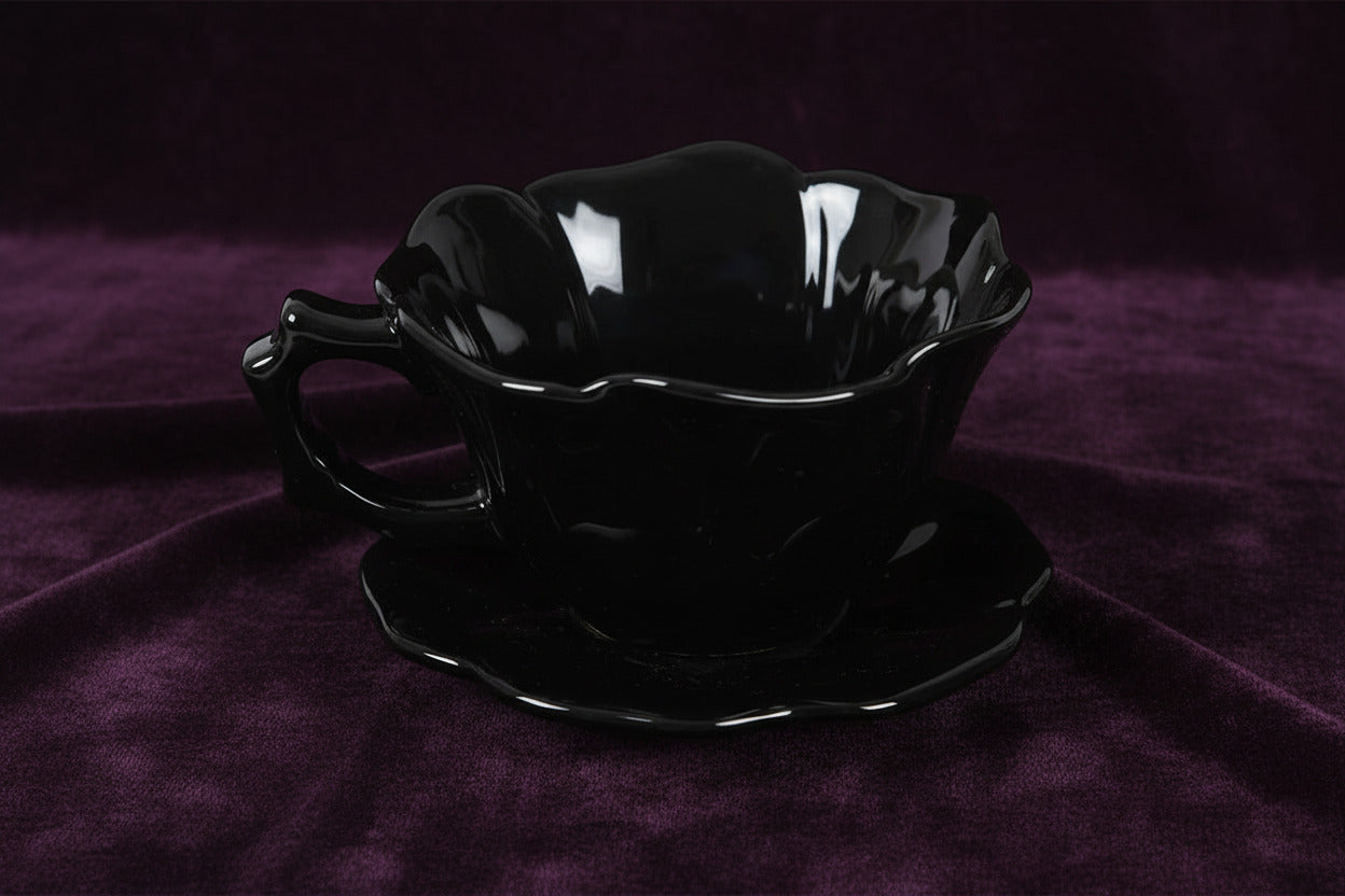 Black Rose Teacup and Saucer - Mug - The Dark Rose Emporium