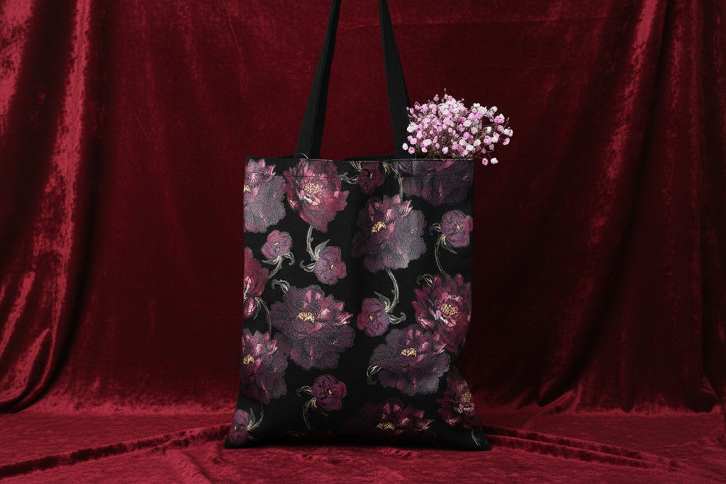 Dark Romance Floral Print Tote Bag - Bag - The Dark Rose Emporium