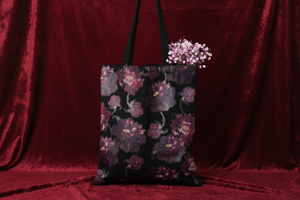 Dark Romance Floral Print Tote Bag - Bag - The Dark Rose Emporium