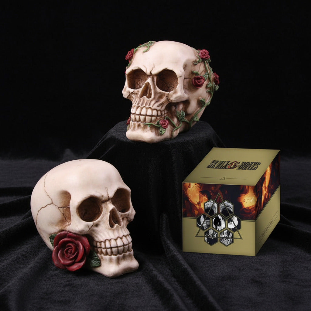 Skull With Roses - Decoration - The Dark Rose Emporium