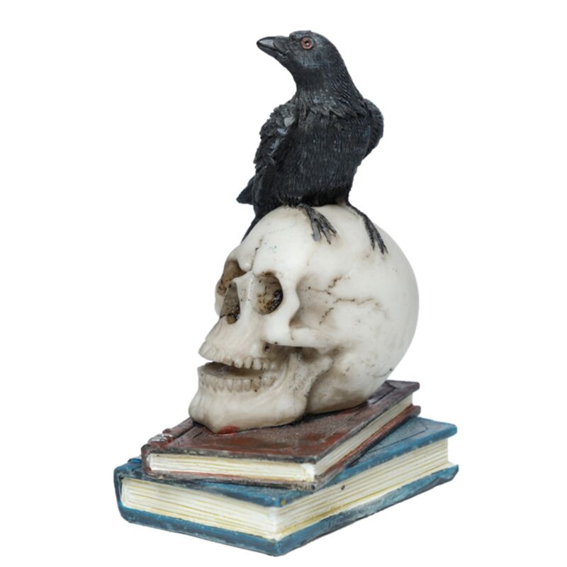 Crow On A Skull And Books - Decoration - The Dark Rose Emporium