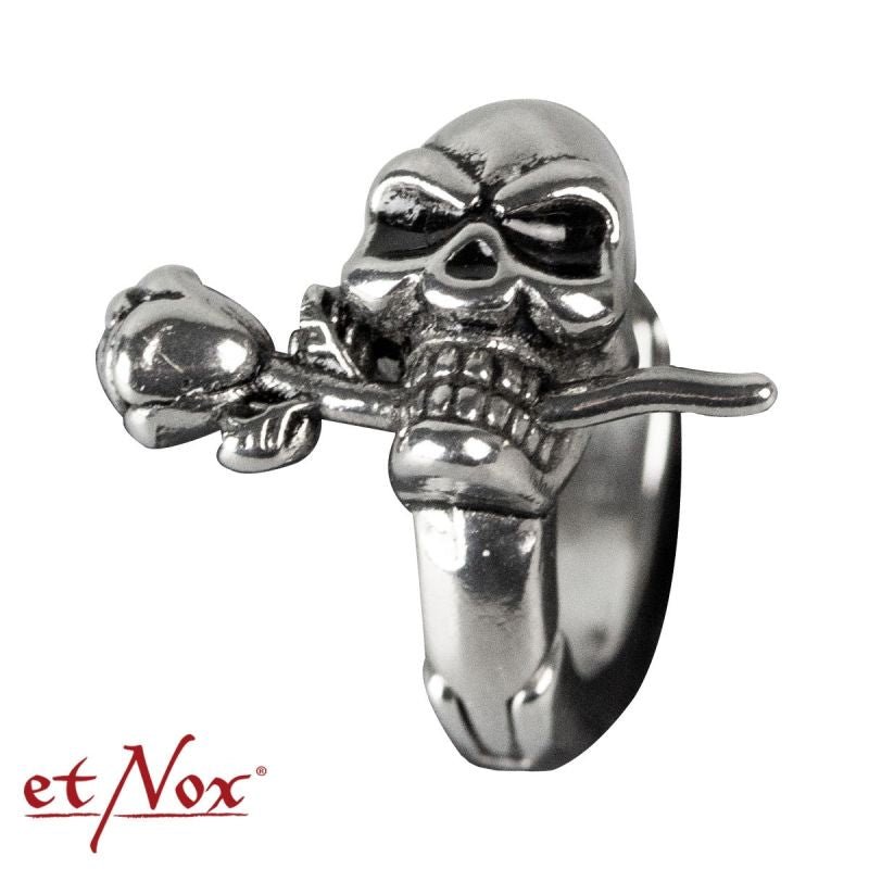 Skull With Rose, stainless steel earrings, from etNox - Earrings - The Dark Rose Emporium