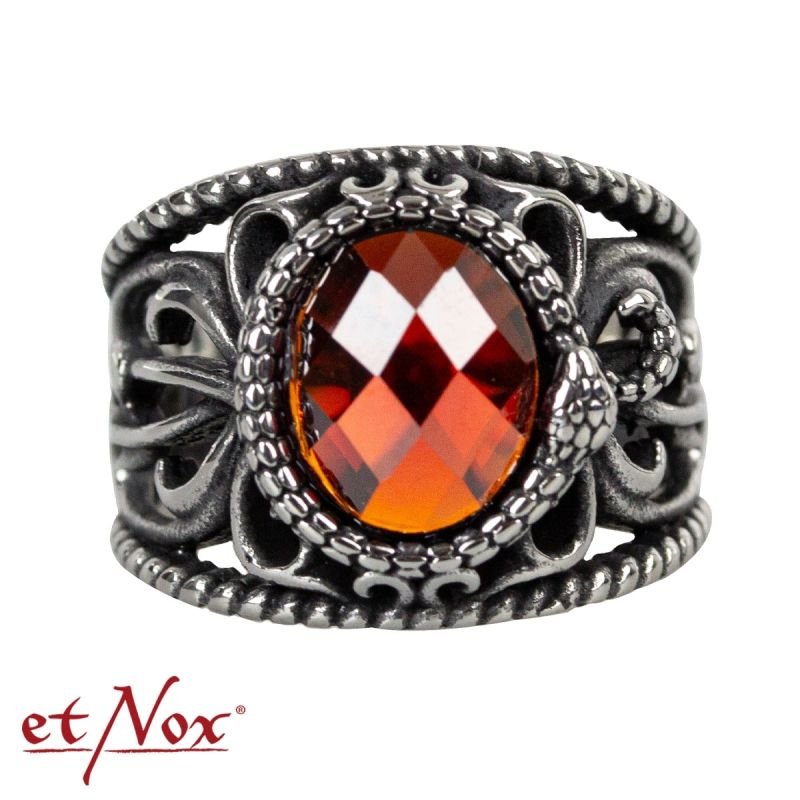 Red Snake, stainless steel ring, from etNox - Ring - The Dark Rose Emporium