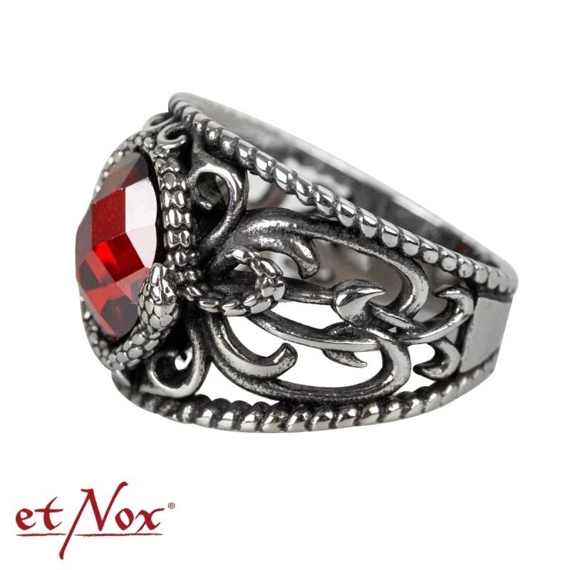 Red Snake, stainless steel ring, from etNox - Ring - The Dark Rose Emporium