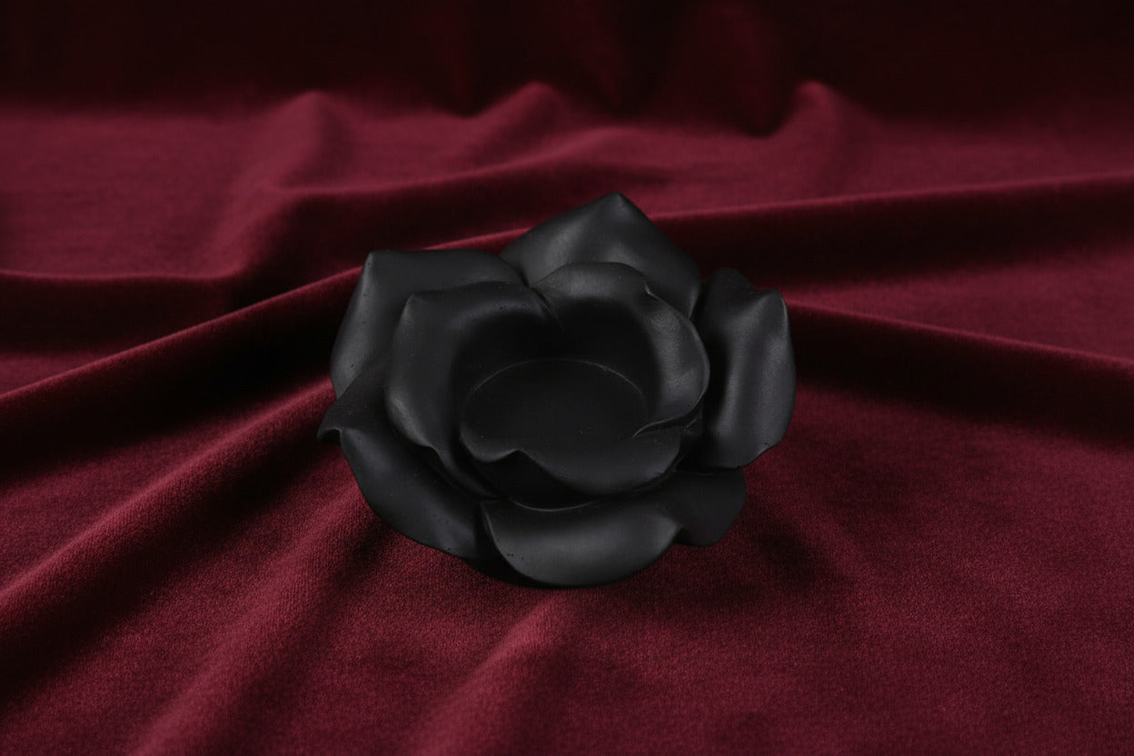 Black Rose Resin Tealight Candle Holder - Candle - The Dark Rose Emporium