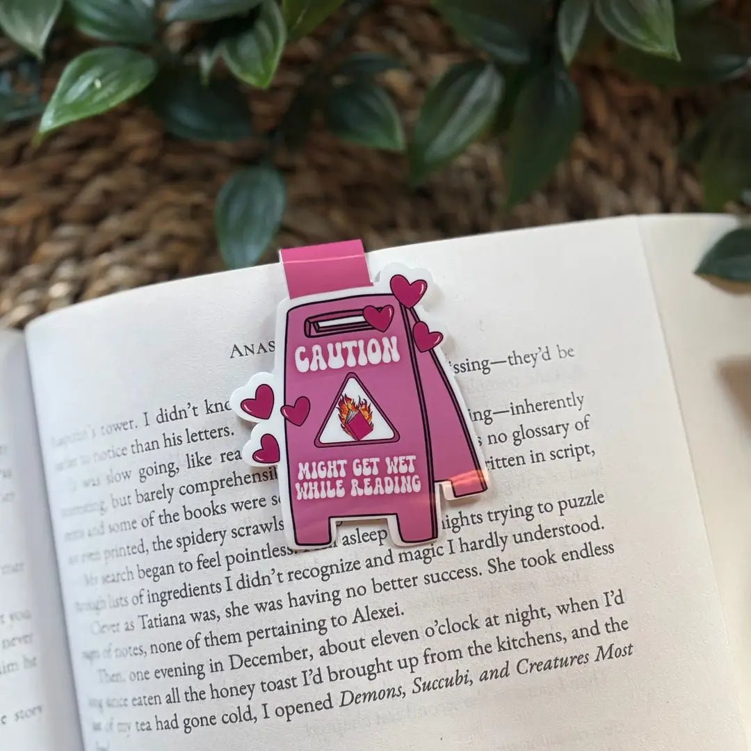 Magnetic Bookmark - Caution: Might Get Wet While Reading - Bookmark - The Dark Rose Emporium