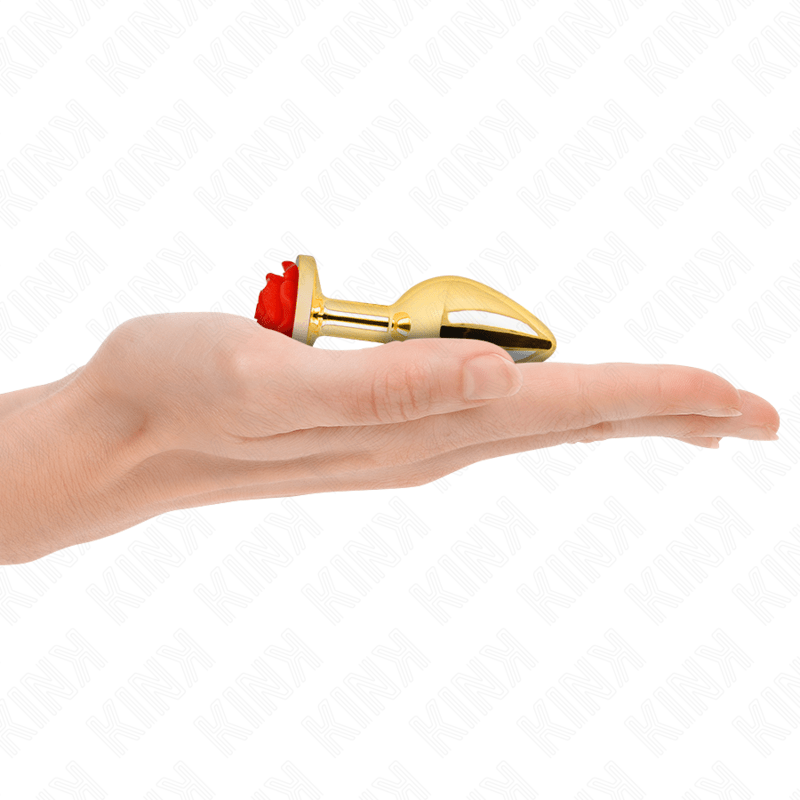 KINK - PLUG ANAL GOLD ROSE RED SIZE S - Sex Toy - The Dark Rose Emporium