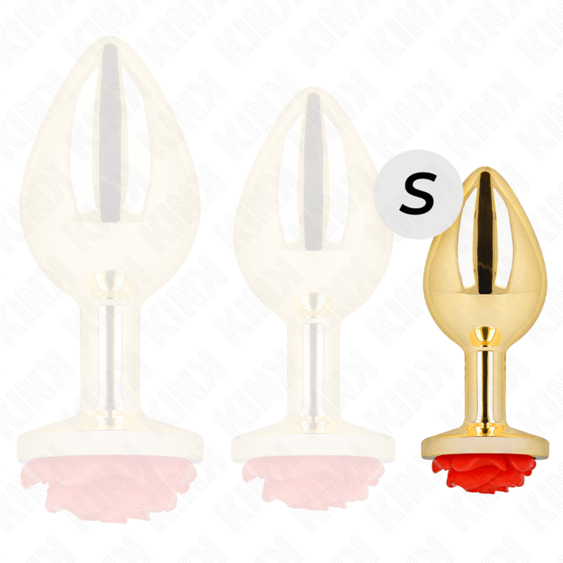 KINK - PLUG ANAL GOLD ROSE RED SIZE S - Sex Toy - The Dark Rose Emporium