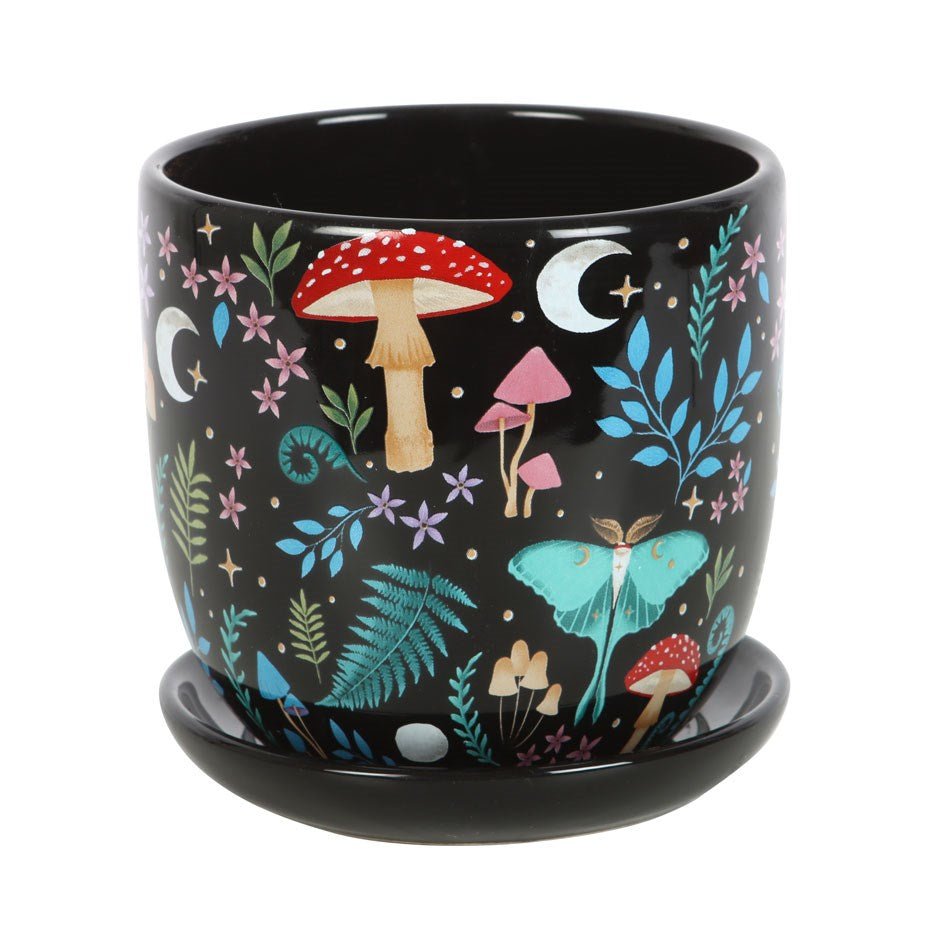 Dark Forest Plant Pot with Saucer - Plant Pot - The Dark Rose Emporium