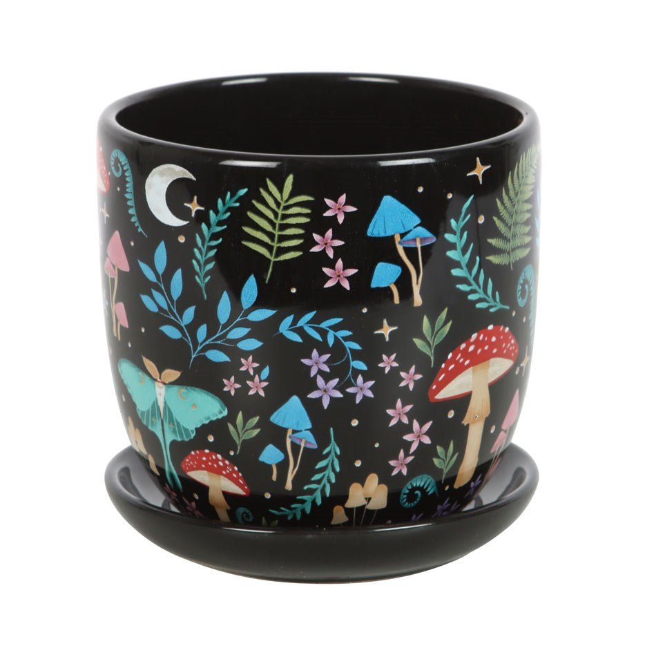 Dark Forest Plant Pot with Saucer - Plant Pot - The Dark Rose Emporium